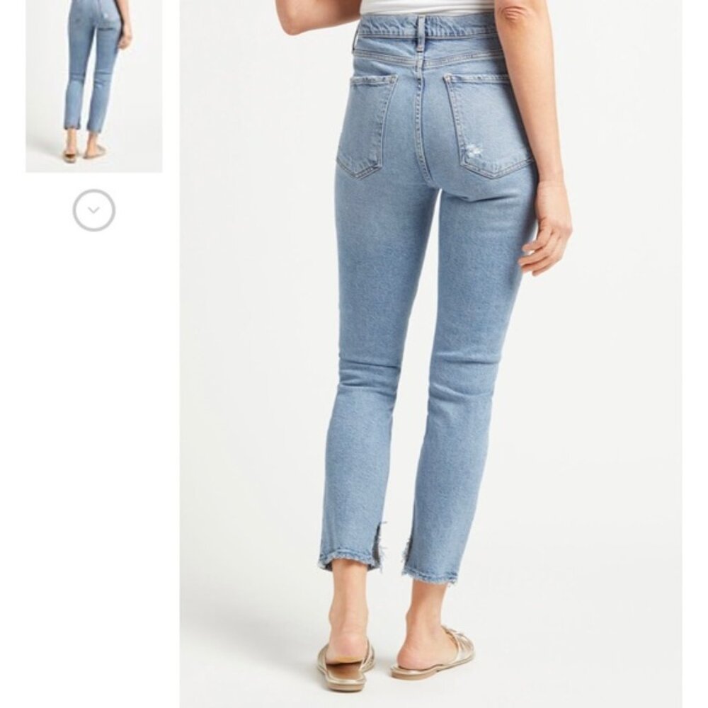 Agolde Womens Nico High Rise Raw Edge Distressed Slim Button Fly Jeans Size 27 - Picture 5 of 14